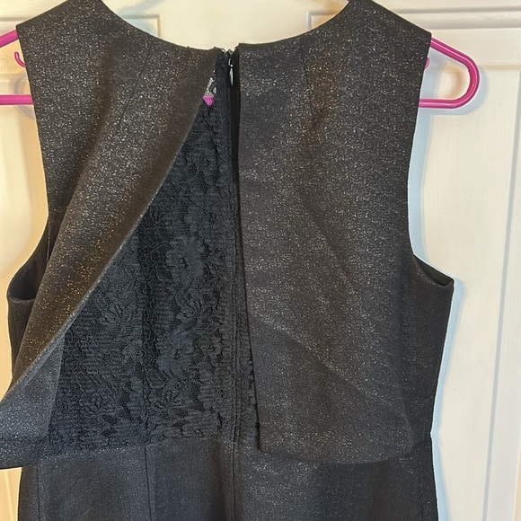 NWT LOFT Dress A Line Peekaboo Lace Back Party Black Silver Metallic - Picture 6 of 6